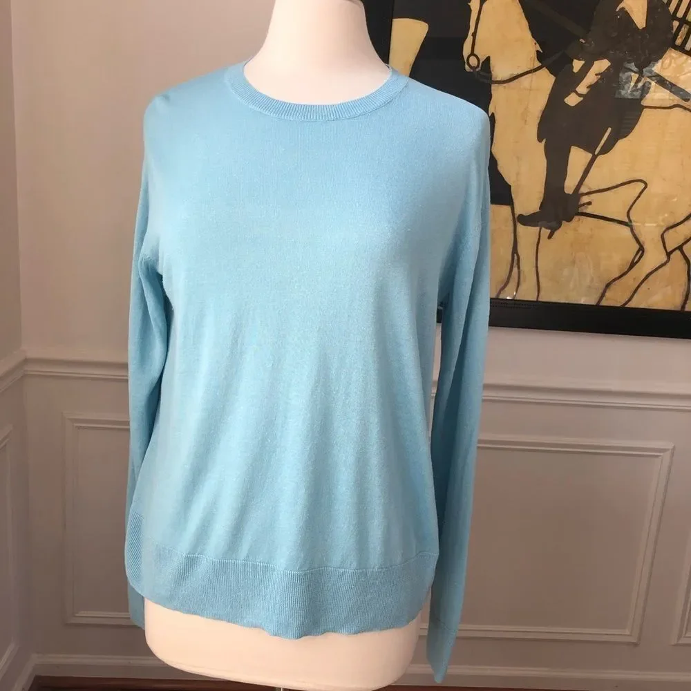 Nordstrom Signature Linen Blend Lightweight Sweater Lt Blue M